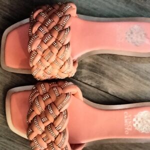 Vince Camuto Women's Pink and Tan Braided Sandals